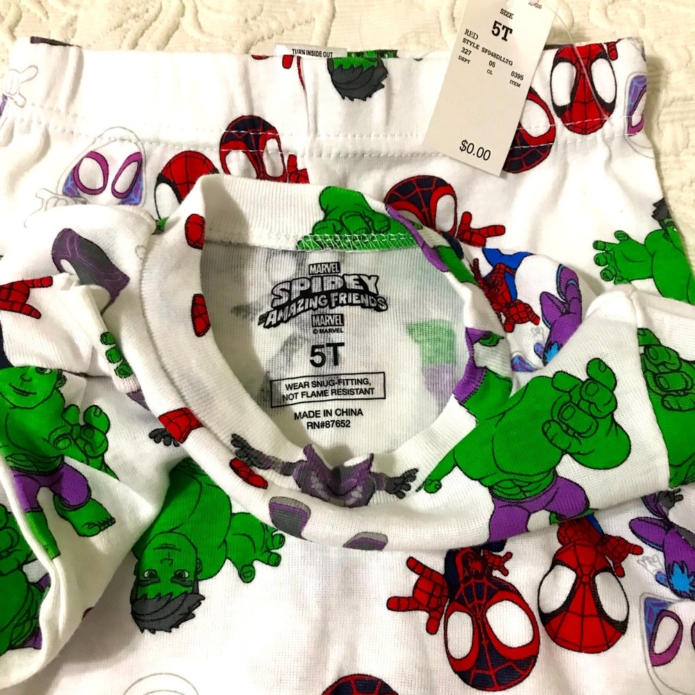 Marvel spidey amazing friends 4 Pc long sleeve bottoms pajama set size 5t
